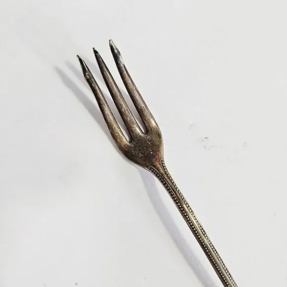 Antique William Adams Eaton Silver Plated Long Olive Pickle Cocktail Fork - Picture 3 of 7